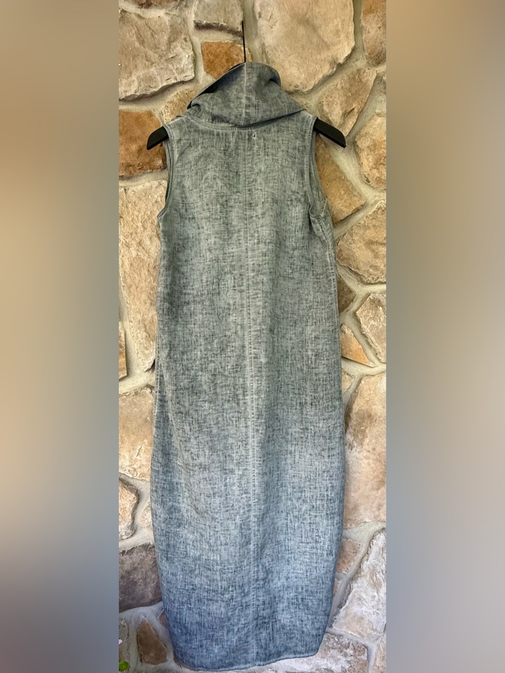 For Cynthia Sleeveless Hooded High Low 100% Linen Dress - Picture 2 of 6